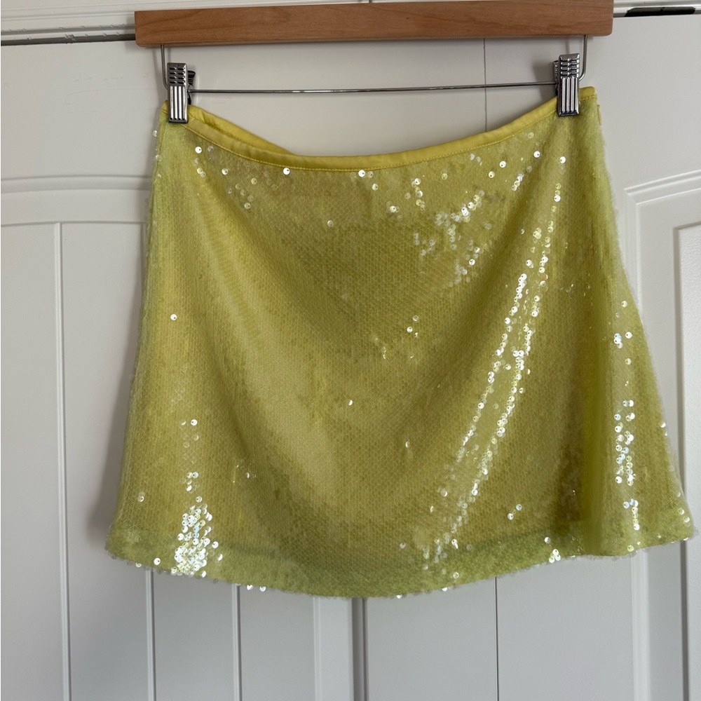 Zara Yellow Sequin Mini Skirt